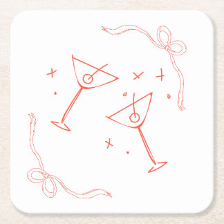 Dessous-de-verre Carré En Papier Dessous de verre fille Cool Martini