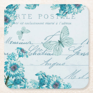 Dessous-de-verre Carré En Papier Dessous de verre floral vintage français avec papi