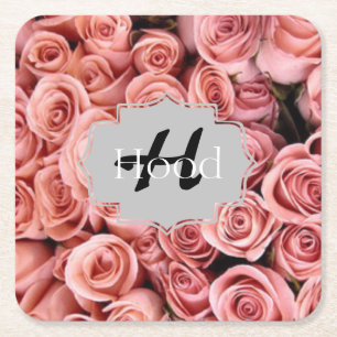 Dessous-de-verre Carré En Papier Dessous de verre floraux roses