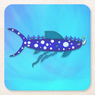 Dessous-de-verre Carré En Papier dessous de verre frais de requin de bande dessiné