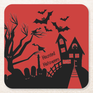 Dessous-de-verre Carré En Papier Dessous de verre Haunted House Paper