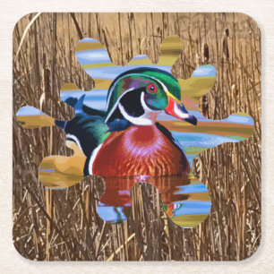 Dessous-de-verre Carré En Papier Dessous de verre jetables de canard à bois, Chasse