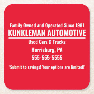 Dessous-de-verre Carré En Papier Dessous de verre Kunkleman