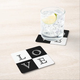 Dessous-de-verre Carré En Papier Dessous de verre mariage Love