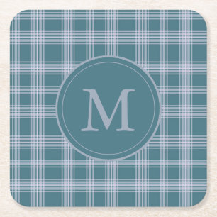 Dessous-de-verre Carré En Papier Dessous de verre Monogramme Motif à cristaux cyans