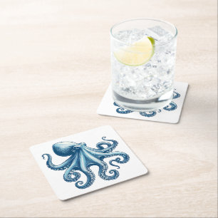 Dessous-de-verre Carré En Papier Dessous de verre nautique octopus