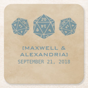 Dessous-de-verre Carré En Papier Dessous de verre papier Blue Grunge D20 Dice Gamer