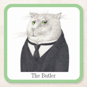 Dessous-de-verre Carré En Papier DESSOUS DE VERRE papier Carré BUTLER CAT + texte