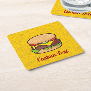 Dessous-de-verre Carré En Papier Dessous de verre papier Carré Cheeseburger
