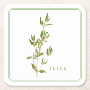 Dessous-de-verre Carré En Papier DESSOUS DE VERRE papier Carré THYME FRAIS (+texte)