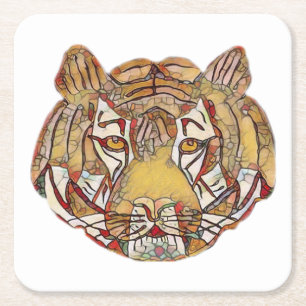 Dessous-de-verre Carré En Papier Dessous de verre papier Carré Tiger's Face