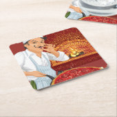 Dessous-de-verre Carré En Papier Dessous de verre papier chef Pizza Party - SRF (Incliné)