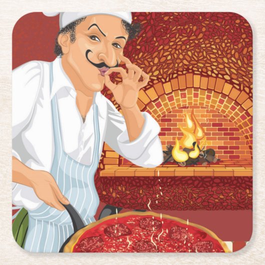 Dessous-de-verre Carré En Papier Dessous de verre papier chef Pizza Party - SRF (Devant)