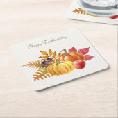 Dessous-de-verre Carré En Papier Dessous de verre papier Citrouille de Thanksgiving (Incliné)