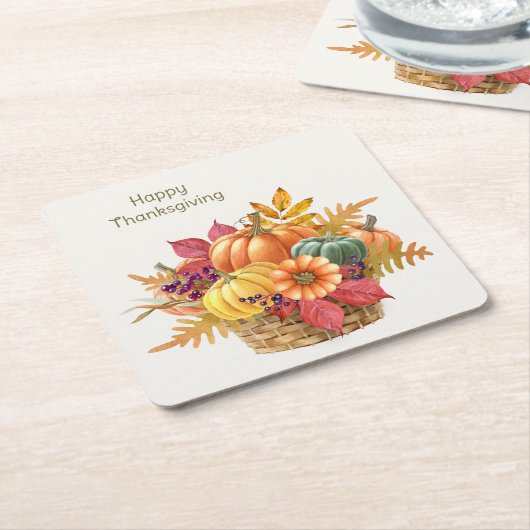 Dessous-de-verre Carré En Papier Dessous de verre papier Citrouille Thanksgiving (Incliné)