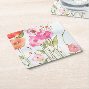 Dessous-de-verre Carré En Papier Dessous de verre papier de fleurs joyeuses