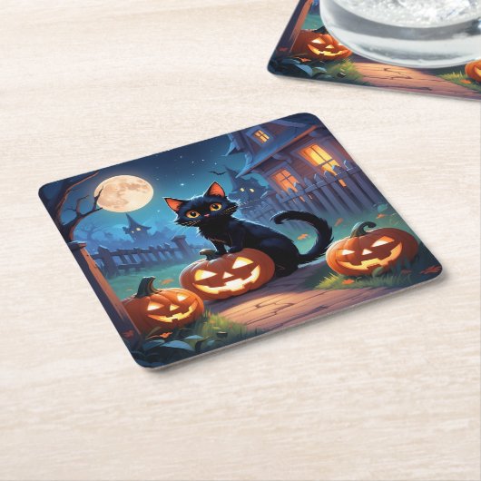 Dessous-de-verre Carré En Papier dessous de verre papier halloween (Incliné)