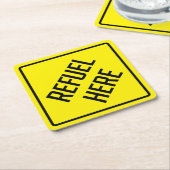 Dessous-de-verre Carré En Papier Dessous de verre papier Refuel Here (Incliné)