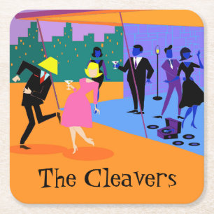 Dessous-de-verre Carré En Papier Dessous de verre papier Retro Urban Rooftop Party