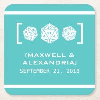 Dessous de verre papier turquoises D20 Dice Gamer