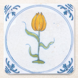 Dessous-de-verre Carré En Papier Dessous de verre papier Vintage Delft Tulip Jaune