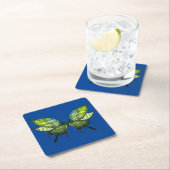 Dessous-de-verre Carré En Papier Dessous de verre Papillons en bleu et vert (En situation)