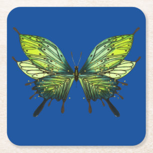 Dessous-de-verre Carré En Papier Dessous de verre Papillons en bleu et vert