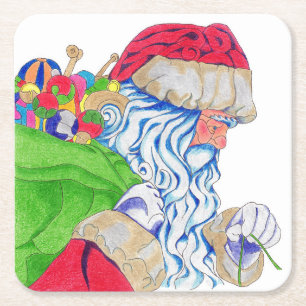 Dessous-de-verre Carré En Papier Dessous de verre père Noël