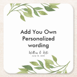 Dessous-de-verre Carré En Papier dessous de verre personnalisé à la feuille botaniq