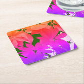 Dessous-de-verre Carré En Papier Dessous de verre personnalisés Feuilles roses (Incliné)