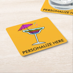 DESSOUS-DE-VERRE CARRÉ EN PAPIER DESSOUS DE VERRE PERSONNALISÉS - MODÈLE MARGARITA