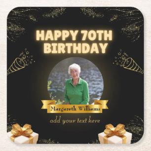 Dessous-de-verre Carré En Papier Dessous de verre photo pour 70e anniversaire