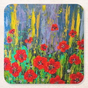 Dessous-de-verre Carré En Papier Dessous de verre Poppies