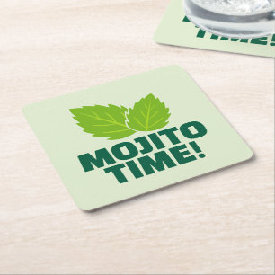 Dessous-de-verre Carré En Papier Dessous de verre pour fête de cocktail mojito vert