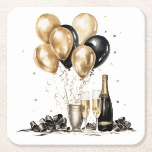 Dessous-de-verre Carré En Papier Dessous de verre pour fête de l'or noir