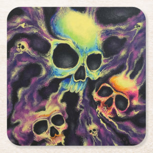 Dessous-de-verre Carré En Papier dessous de verre "Psychedelia" de la grappe crâni