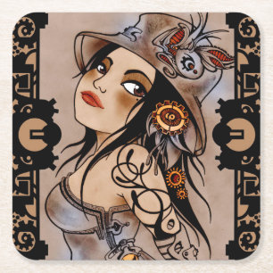 Dessous-de-verre Carré En Papier dessous de verre punks de fille de vapeur