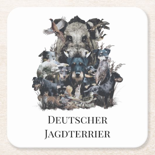Dessous-de-verre Carré En Papier Deutscher Jagdterrier (Devant)