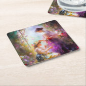 Dessous-de-verre Carré En Papier Deux amis (Incliné)