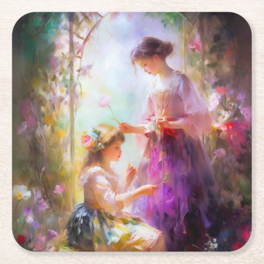 Dessous-de-verre Carré En Papier Deux amis (Devant)