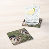 Dessous-de-verre Carré En Papier Deux furets (En situation)