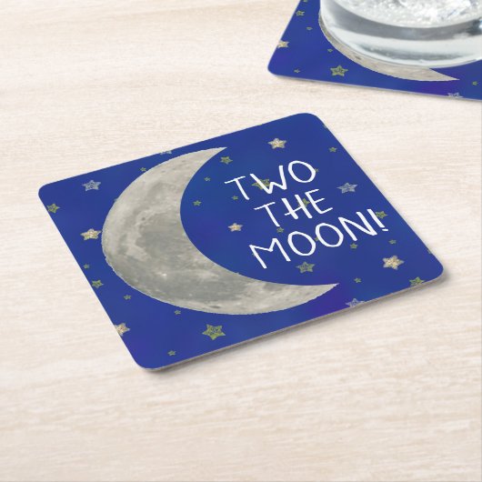 Dessous-de-verre Carré En Papier Deux La Lune 2ème anniversaire (Incliné)