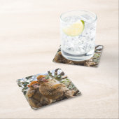 Dessous-de-verre Carré En Papier Deux Mignons singes (En situation)