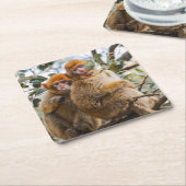 Dessous-de-verre Carré En Papier Deux Mignons singes (Incliné)
