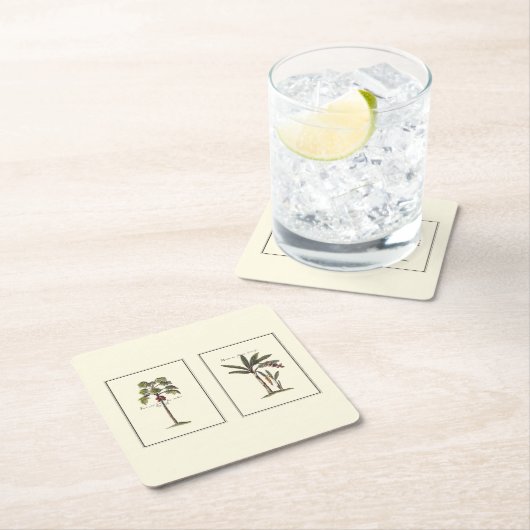 Dessous-de-verre Carré En Papier Deux mini palmiers encadrés (En situation)