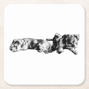Dessous-de-verre Carré En Papier Deux Schnauzers – Dessous de verre pour chien en a