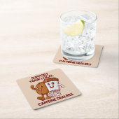 DESSOUS-DE-VERRE CARRÉ EN PAPIER DEVIS DE CAFÉ AMUSANT (En situation)