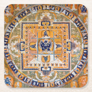 Dessous-de-verre Carré En Papier Diagramme cosmique Mandala pour la méditation