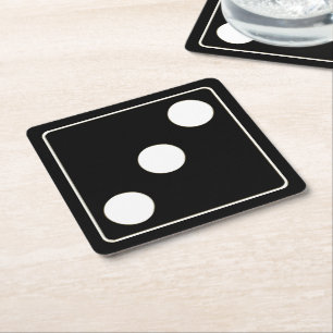 Dessous-de-verre Carré En Papier DICE numéros de pips blanc 3 + votre backgr.