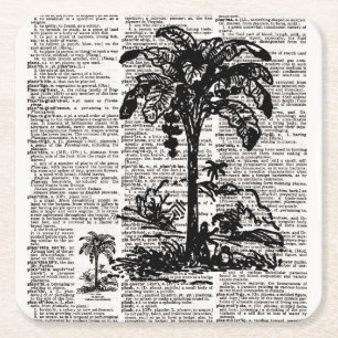 Dessous-de-verre Carré En Papier Dictionary Art Palm Tree